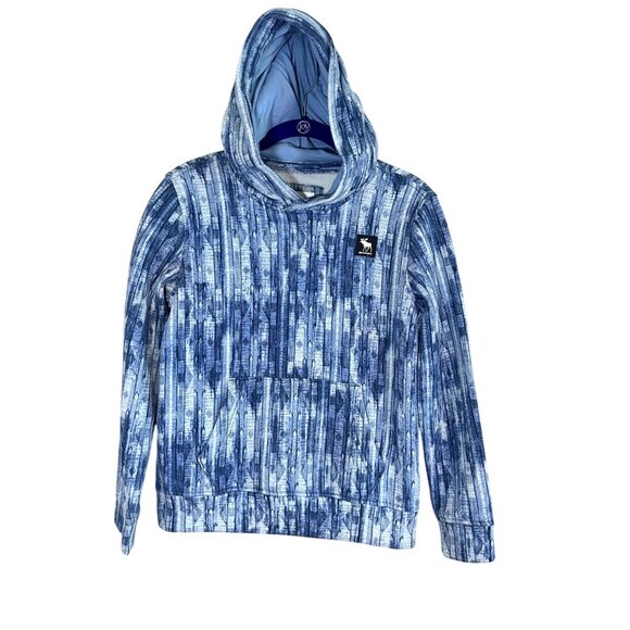 Abercrombie Hood Sweatshirt Kid 9 Blue Striped Outdoors Sporty Preppy Classic - Picture 1 of 10